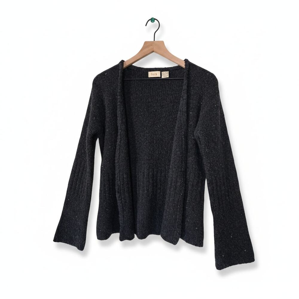 Fork Wool Blend Open Front Sweater Charcoal Gray Size Medium